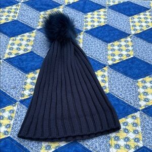 Black Ribbed Knit Beanie with Pom Pom